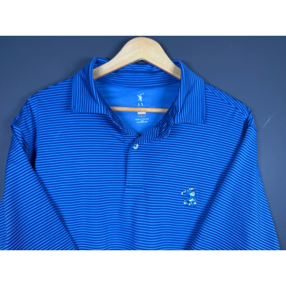 B. Draddy Duke Blue Devils Golf Polo Shirt Mens Large Blue Striped